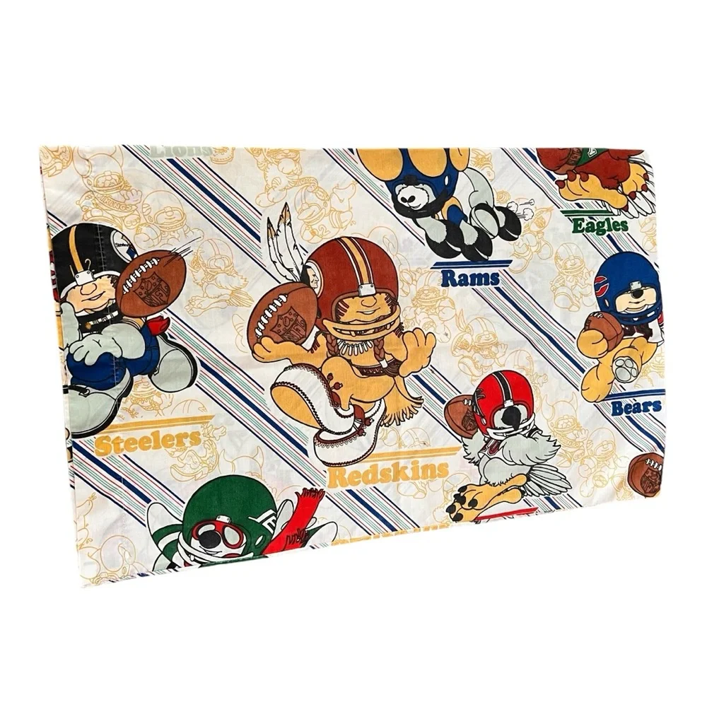 Vintage NFL Football Pillowcase Kids Eagles Redskins Bears Dolphins Jets Cowboys